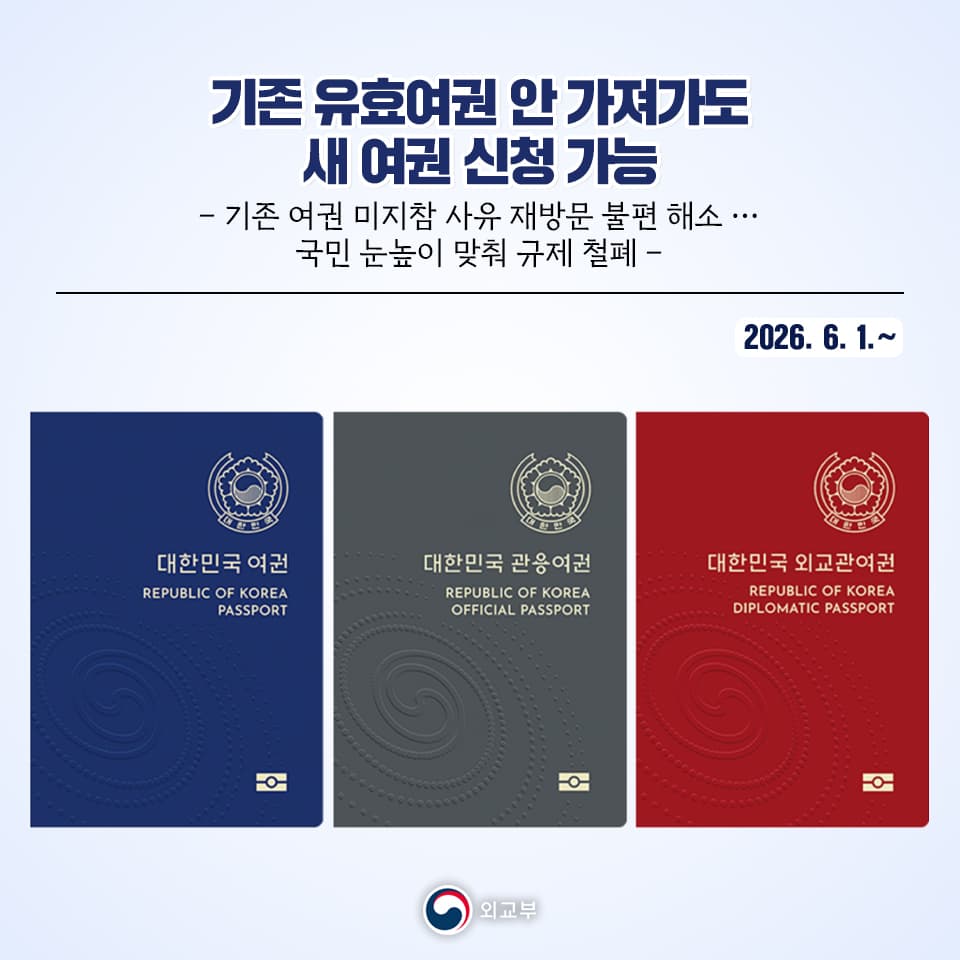 한국, 여권 재발급 규제 철폐