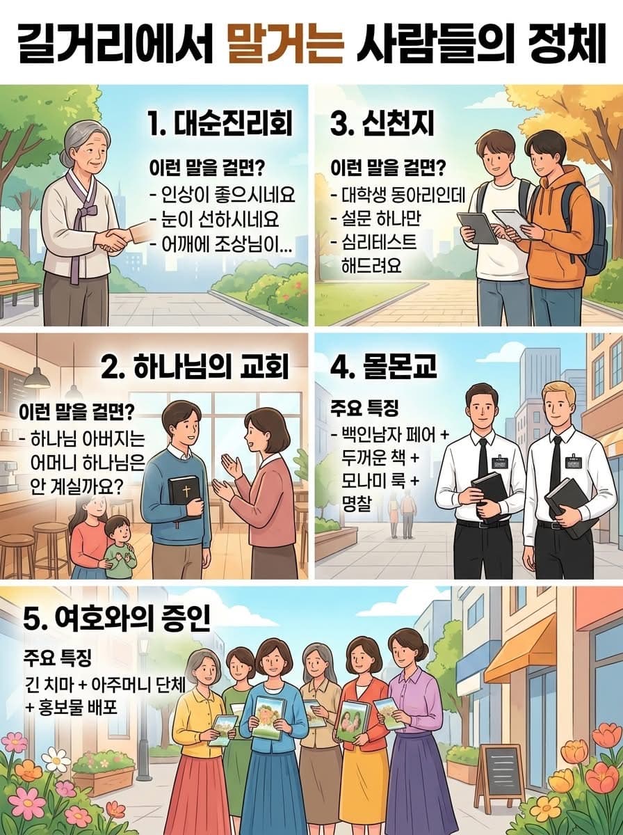 길거리에서 말거는 사람들 정체