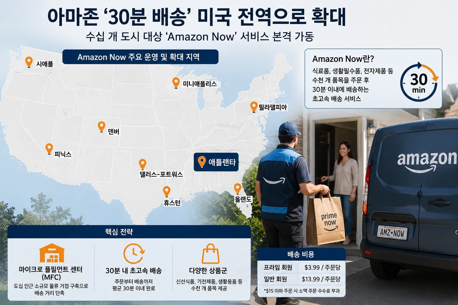 아마존, 미국 전역 ‘30분 배송’ 본격 확대… 물류 혁명 가속화