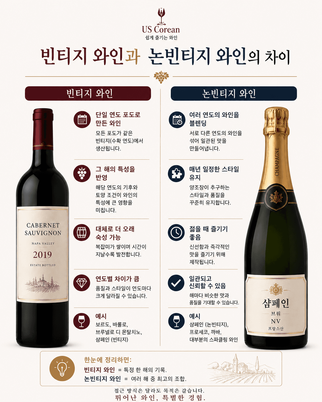 와인을 쉽게 설명하면 이렇게 정리할 수 있어요.