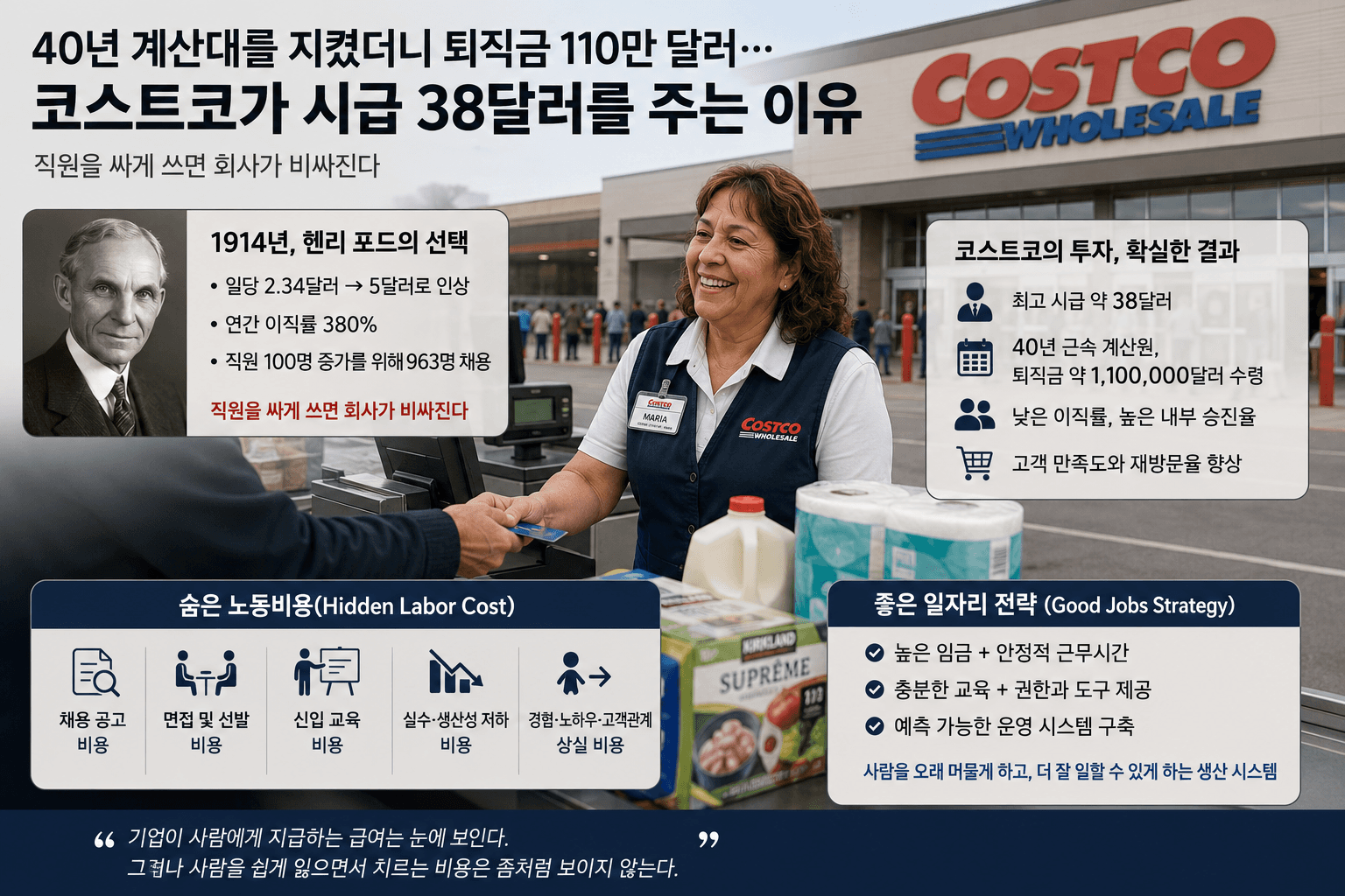 40년 계산대를 지켰더니 퇴직금 110만 달러… 코스트코가 시급 38달러를 주는 이유