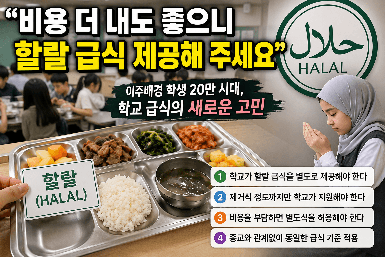 “돈 더 내도 좋으니 할랄 급식 주세요”…이주배경 학생 20만 시대, 학교 급식의 새로운 고민