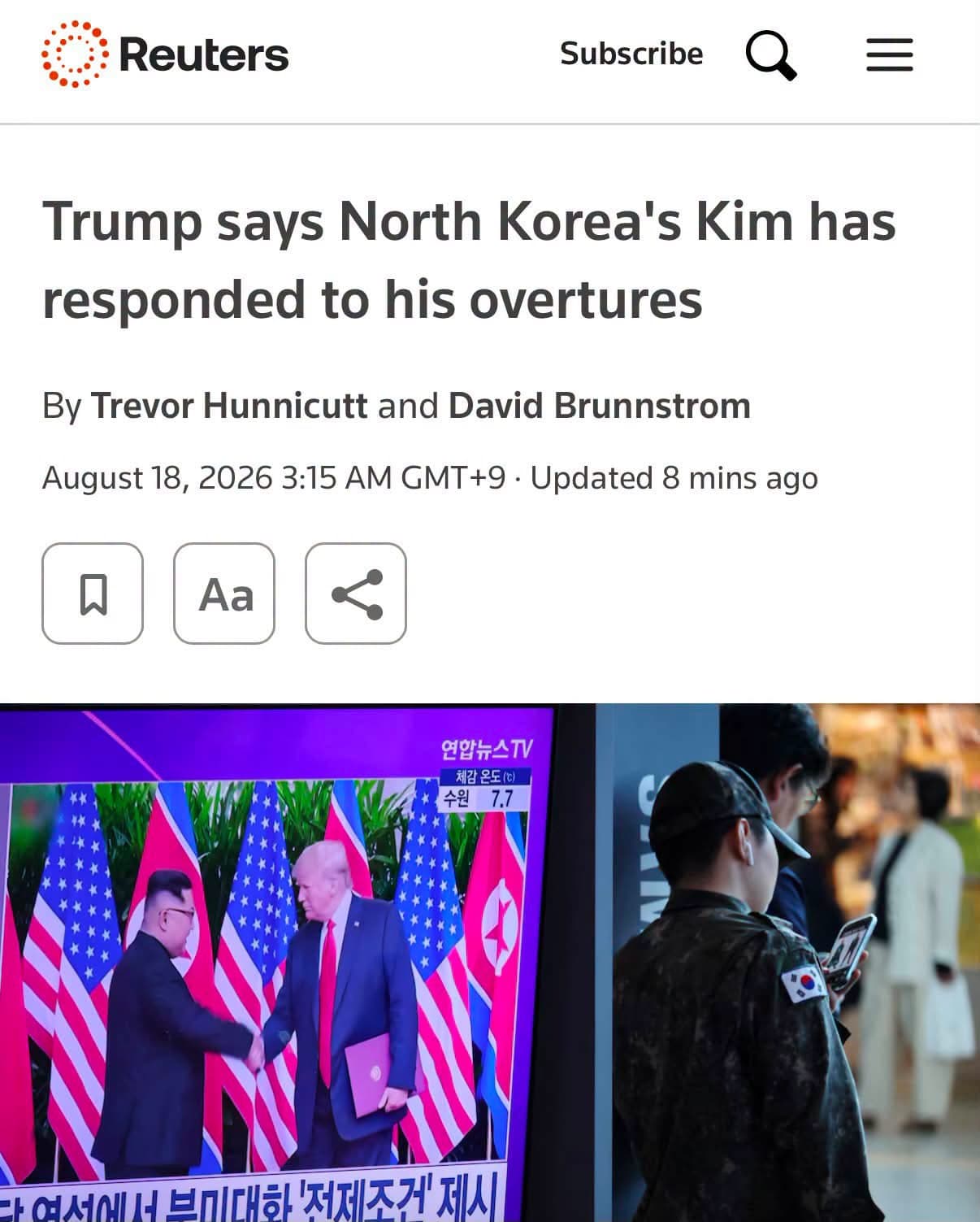 트럼프 “김정은, 내 대화 제안에 응답했다”…북미 대화 재개 주목